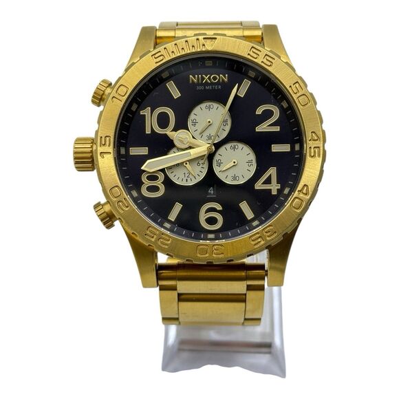 Nixon NIXON 51-30 CHRONO “The Simplify” Quartz Men's Chrono Watch Black Gold - Picture 1 of 7